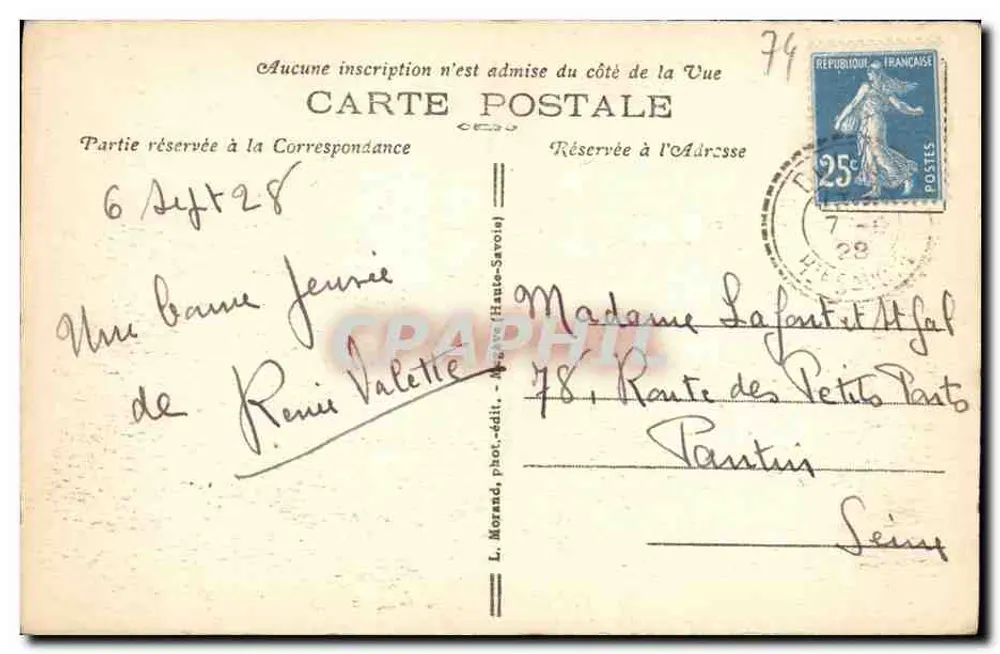 Col dos ARAVIS e o Mont-Blanc — 325 — L. Morand, fot.édit. - Verso