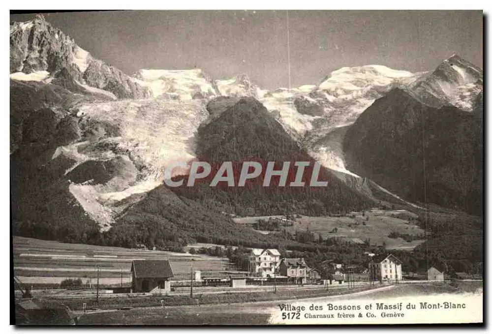 Dorf Bossons und Massif du Mont-Blanc — Charnaux frères & Co. Genf, Nr. 5172 - Vorderseite