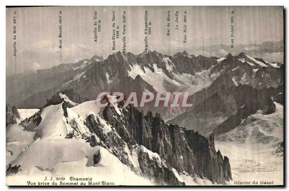 Aussicht vom Gipfel des Mont-Blanc — Chamonix — J.J. 6669 - Vorderseite