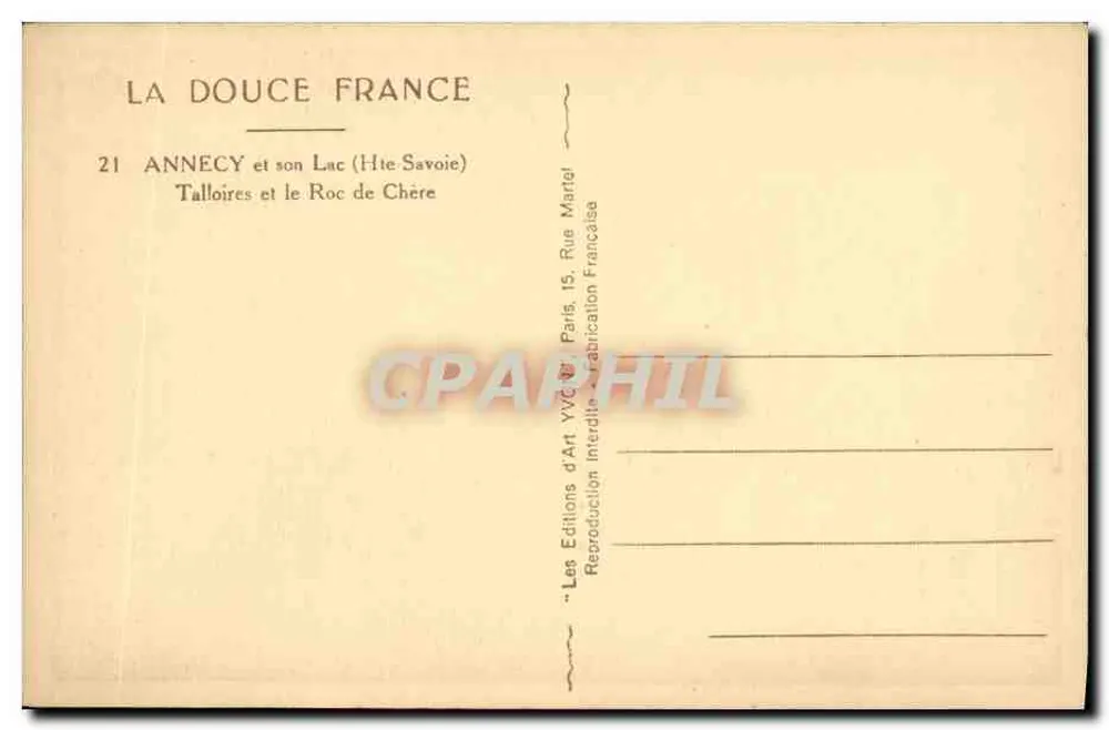 Annecey und sein See (Hte-Savoie) — Talloires und der Roc de Chère — Les Éditions d'Art YVC, Paris - Rückseite