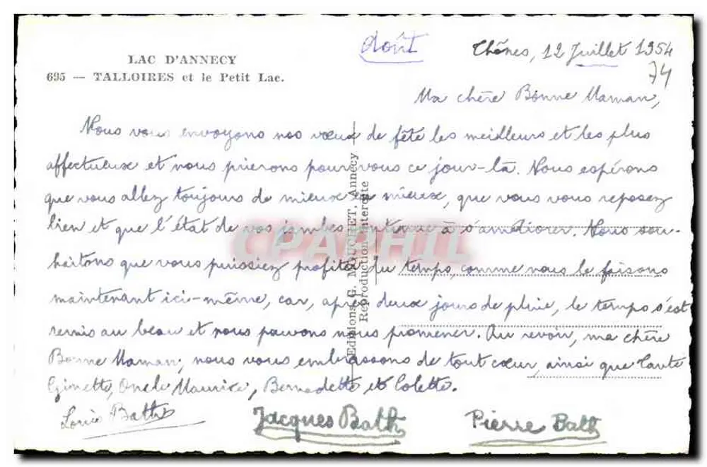 See Annecy — Talloires und der Kleine See — Edition F. Marquet, Annecy - Rückseite