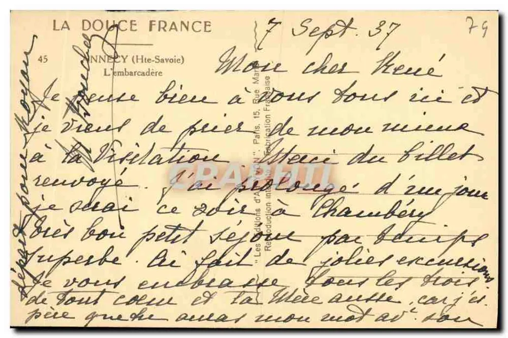 Annecy — L'embarcadère — J. von — n°45 - Verso