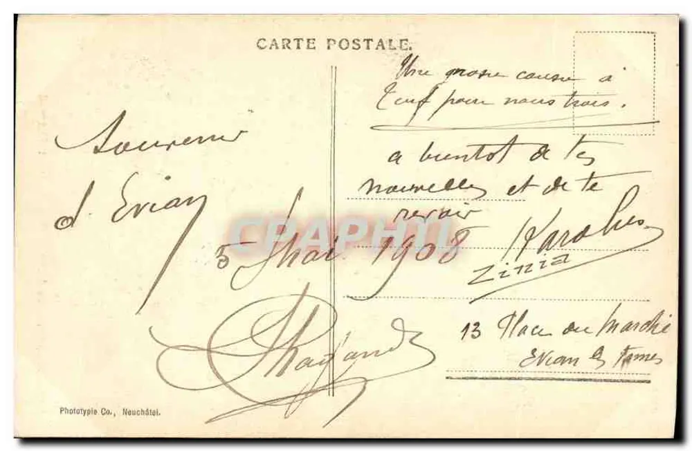 Evian-les-Bains — Thermalbad — Phototypie Co., Neuchâtel, n° 4300 - Rückseite