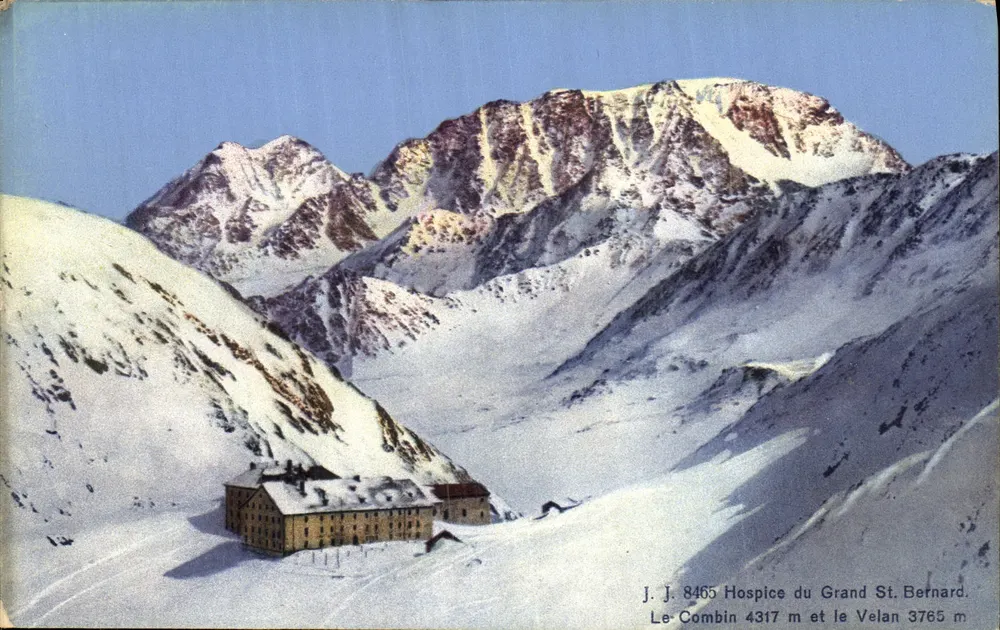 Il Combin 4317 m e il Velan 3765 m — Ospedale del Gran San Bernardo — J.J. Ginevra - Recto