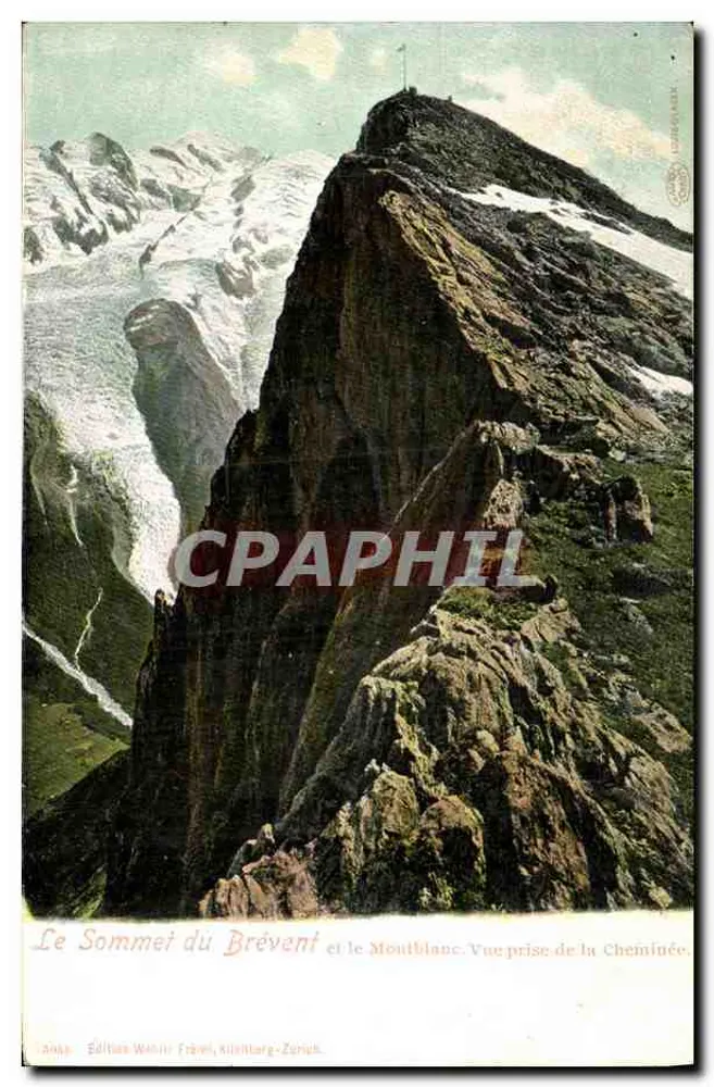 Der Gipfel des Brévent und der Mont Blanc. Ansicht vom Schlot — Ausgabe Walfrid Frébel, Klotenbarg-Zürich - Vorderseite