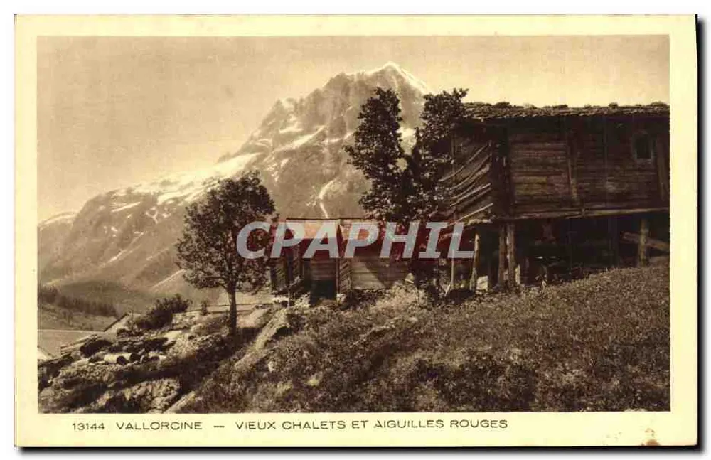 Vallorcine — Vieux chalets et Aiguilles Rouges — éditeur BRAUN & Cie, impr. Dornach - Vorderseite