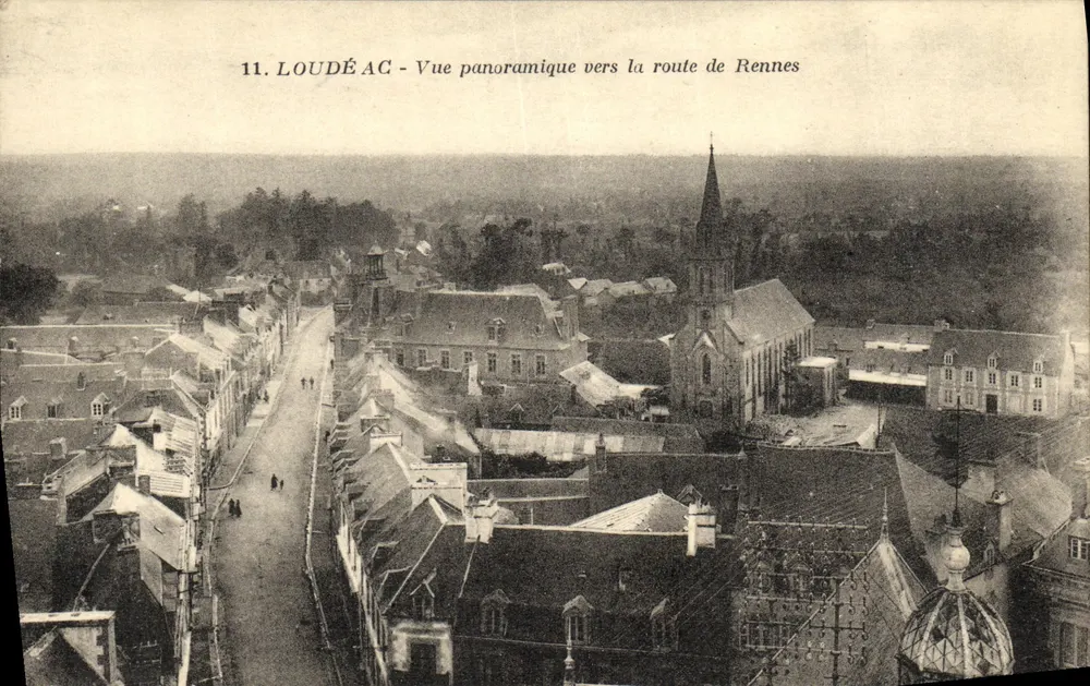 Loudéac — Panoramablick in Richtung Rennes — J. Nozaïs, Nantes - Vorderseite