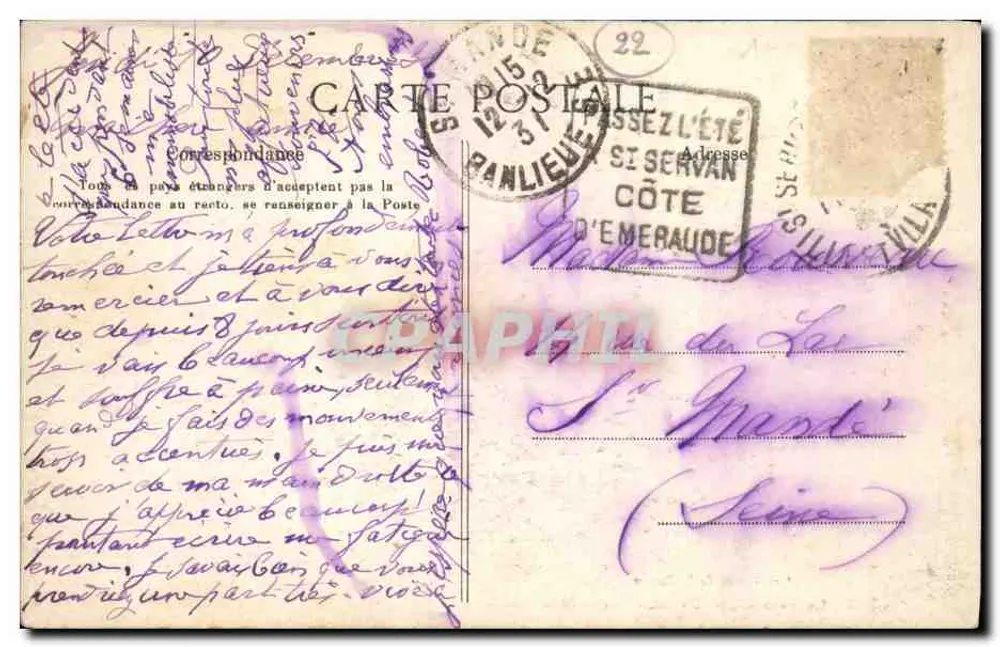 La Vicomté — Um Sous Bois — G. E. — n° 3992 - Verso