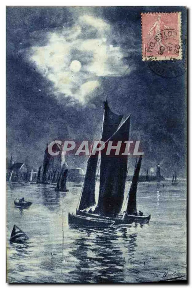 Sob a lua — Embarcações sobre a água — La Bretagne Artistique, n°93 - Frente