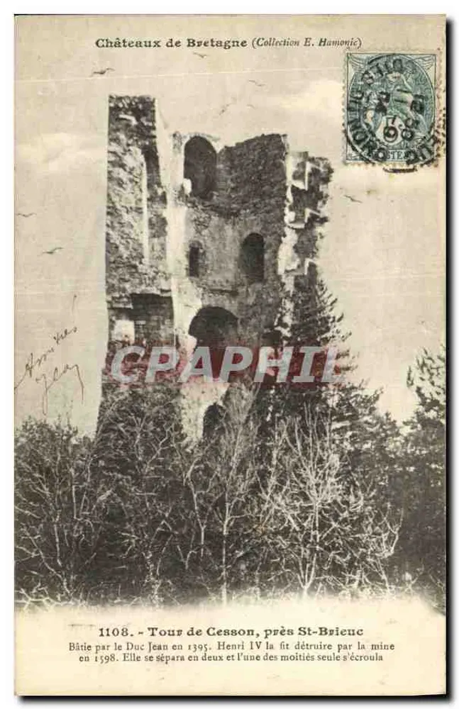 Torre de Cesson, perto de St-Brieuc — Castelos da Bretanha — Coleção E. Hamonic, n°1108 - Frente