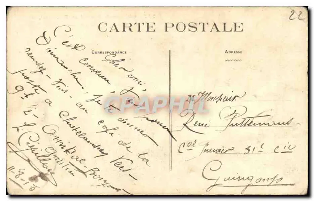 Schloss Saint-Jean Kerdaniel — zwischen Guingamp und Chatelaudren — Coll. E. Hamonie, St-B. - Rückseite