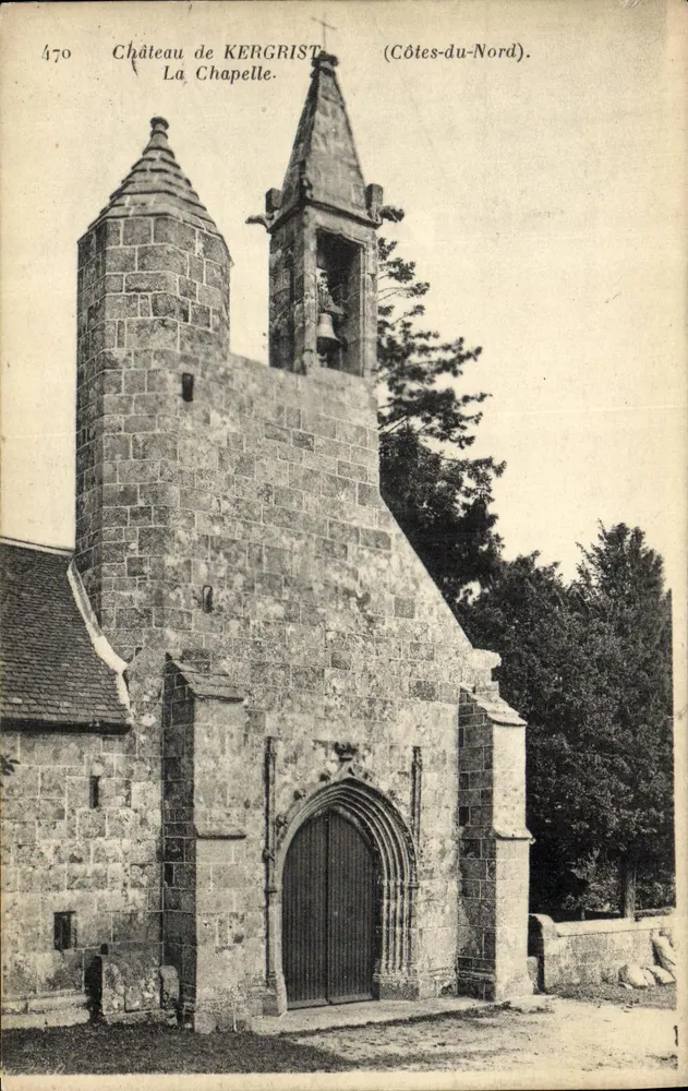 Castelo de KERGRIST — A Capela — Editor: EME. PHOT. NEURGEN & CIE — Paris — N° 470 - Frente