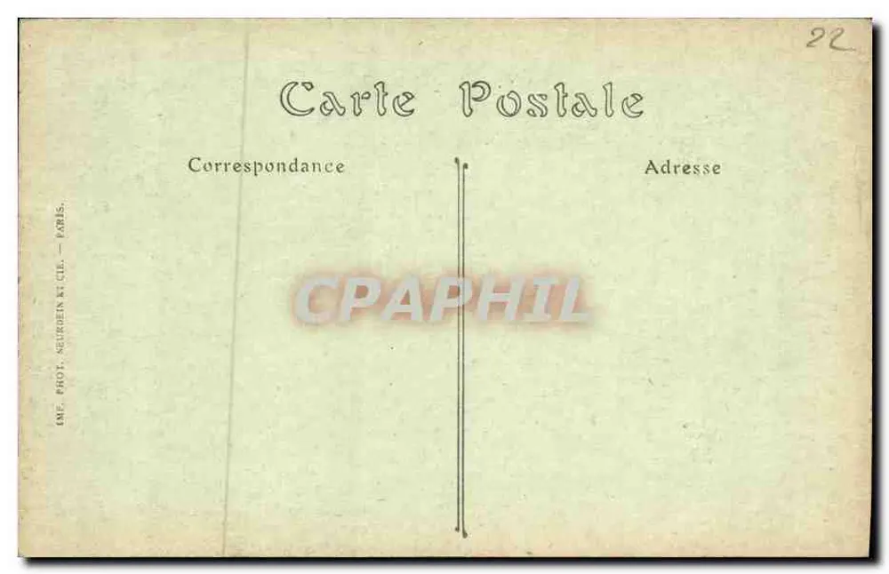 Castelo de KERGRIST — A Capela — Editor: EME. PHOT. NEURGEN & CIE — Paris — N° 470 - Verso