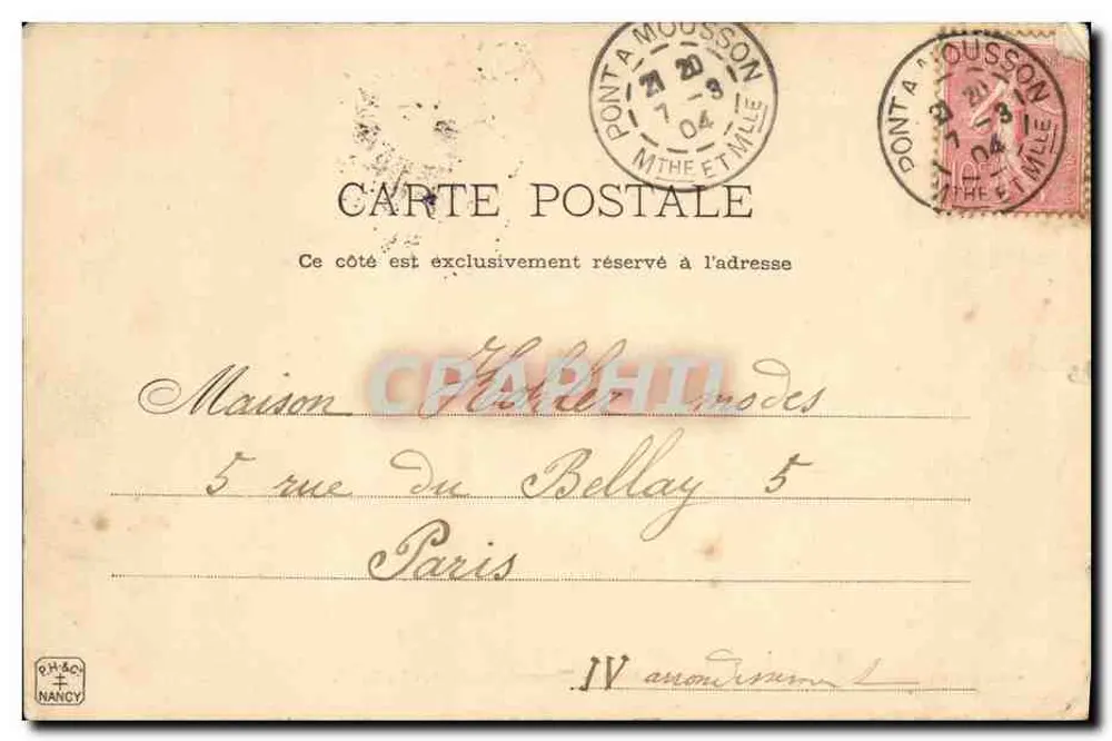 Environ de Nancy — Champigneulles — Le Canal — P. HELMLINER & Cie, IMP. PHOT. NANCY - Rückseite