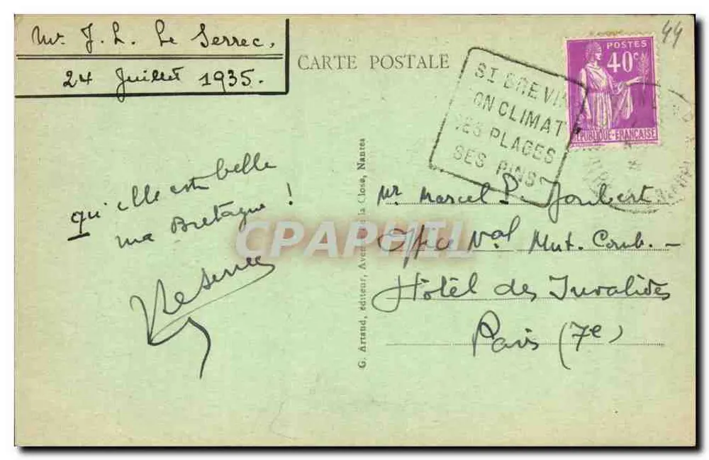 Saint-Brevin-les-Pins (L.-Inf.) — Die Felsen von Pointeau — G. Arrond, Verlag, Nantes, Nr. 35 - Rückseite