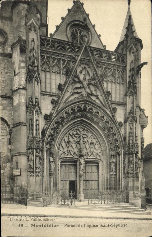 Montdidier — Portal der Kirche Saint-Sépulcre — Librairie L. Vallée, Verlag, Nr. 16 - Vorderseite