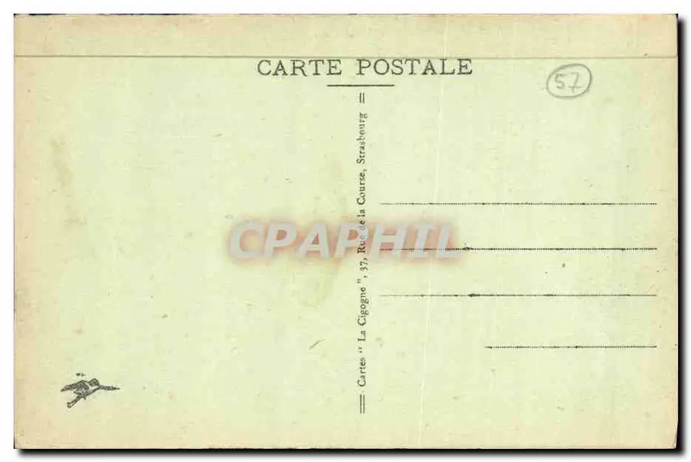 Bärentthal, perto de Niederbronn — paisagem lacustre com colinas e fazendas — editor Cartes 'La Cigogne', Strasbourg - Verso