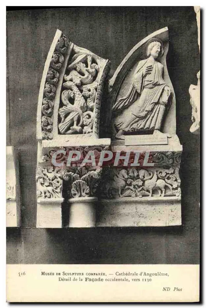 Detail der westlichen Fassade — Kathedrale von Angoulême — um 1130 — ND Phot - Vorderseite
