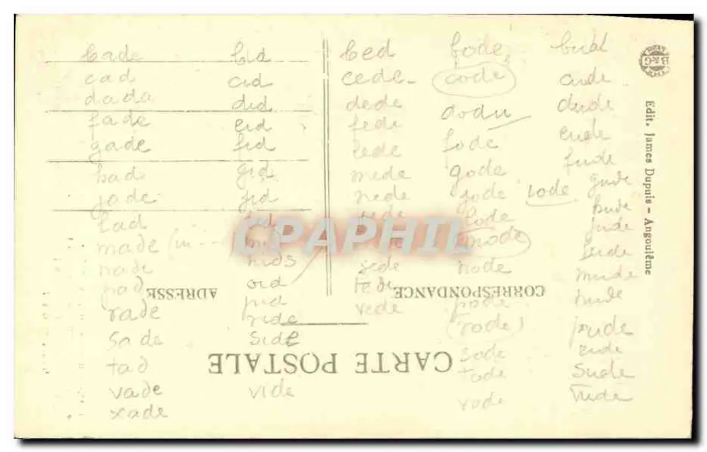 Ruinen der Abtei Couronne — Angoulême — J.S.D. — 307 bis - Rückseite
