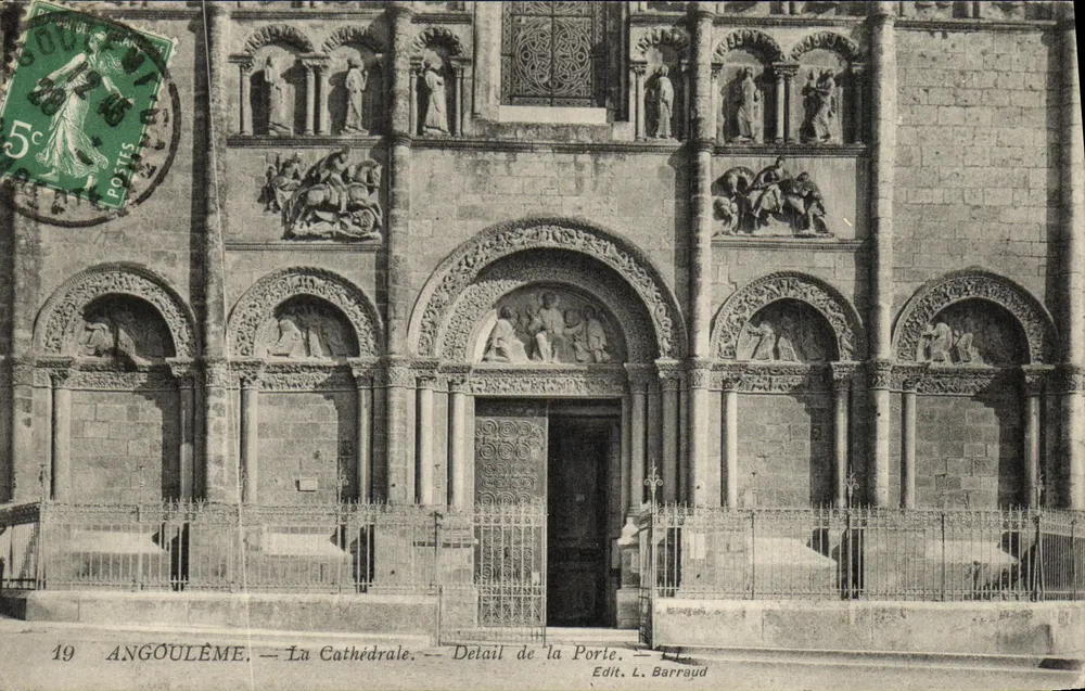Angoulême — Die Kathedrale — Detail der Tür — Edit. L. Barraud - Vorderseite
