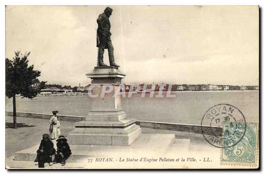 Royan - A Estátua de Eugène Pelletan e a Cidade - LL. - n°77 - Frente