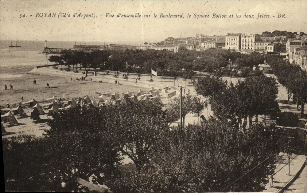 Royan (Côte d'Argent) — Überblick über den Boulevard, den Square Botton und die beiden Jelées — BR. - Vorderseite