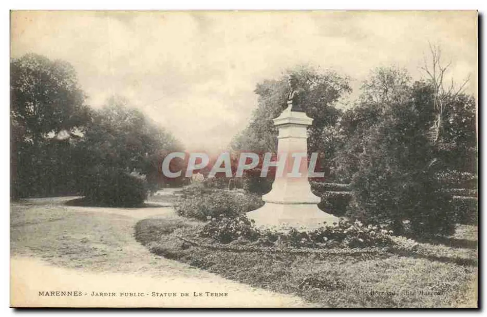 Marennes - Öffentlicher Garten - Statue von Le Terme — Verleger Albin Berthou, Serie Marcelin - Vorderseite