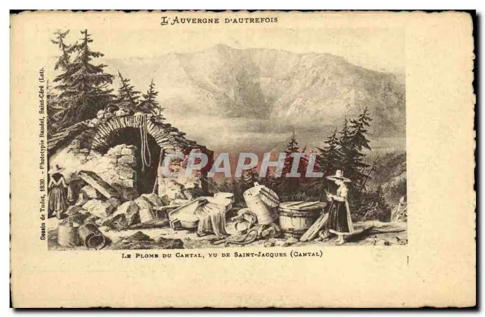 सैंट-जैक्स (कैंतल) से देखा गया कैंतल के प्लॉम्ब - टाडोट के ड्राइंग, 1890 - फोटोटाइपिस रौड, सैंट-क्रे (लॉट) - आगे