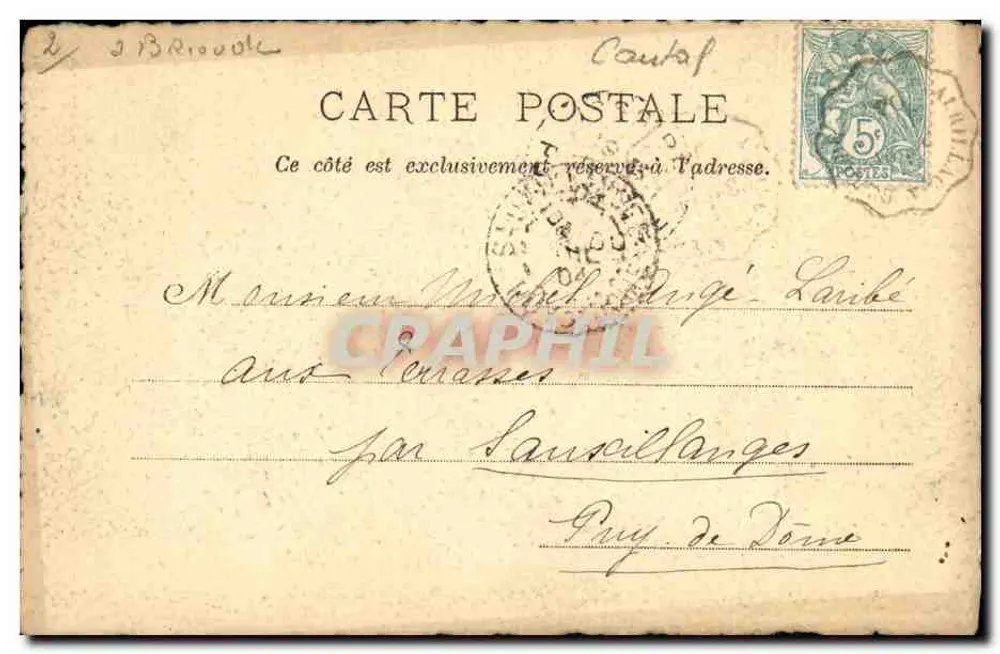 सैंट-जैक्स (कैंतल) से देखा गया कैंतल के प्लॉम्ब - टाडोट के ड्राइंग, 1890 - फोटोटाइपिस रौड, सैंट-क्रे (लॉट) - पीछे