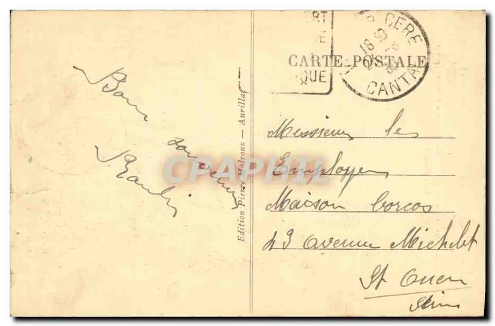 Auvergne - Tal der Cère am Eingang zum Pas-de-Compaing — Route du Lioran — Edition Aurillat, n° B.197 - Rückseite
