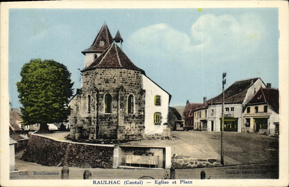 Raulhac (Cantal) — Igreja e Praça — Editor E. Meier, Mâcon - Frente