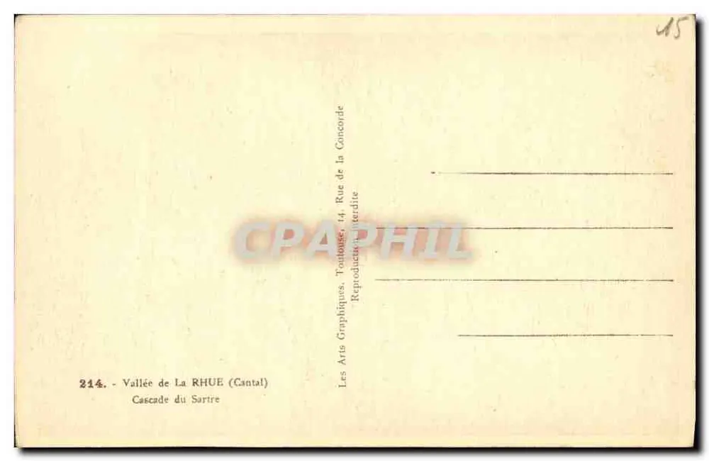 Cachoeira do Sartre — Vale da Rhue (Cantal) — Les Arts Graphiques, Toulouse - Verso