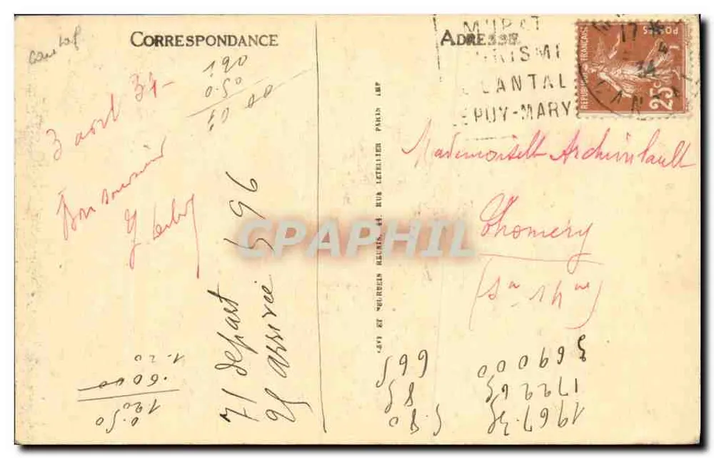 Env. de VIC-sur-CERE — O Passo do Cère — LL. - Verso