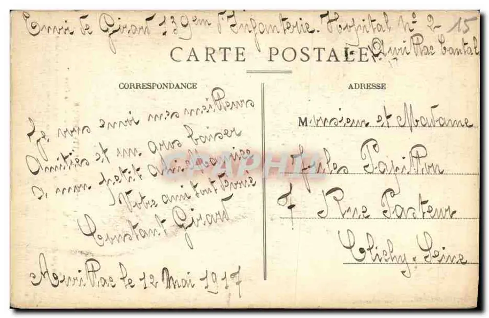 El Paso de la Cera — La Auvernia pintoresca — Pierre Mairoux, edición Aurillac - Reverso