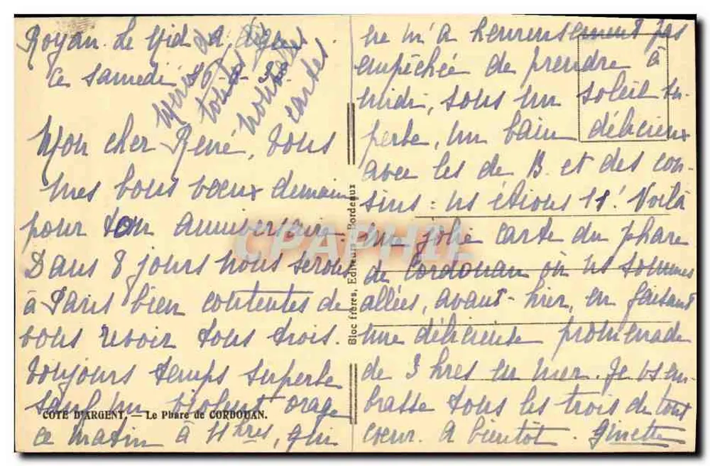 Farol de Cordouan — Costa de Argent — Tito - Verso