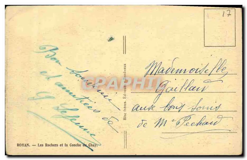 Royan — Les Rochers et la Conche du Chay — Verlag Bloc frères Boideaux - Rückseite