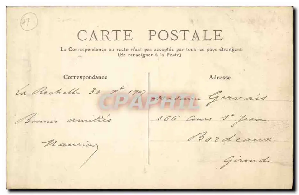 La Rochelle - Parque Charruyer - A Ribeira — L. C. n° 522 - Verso