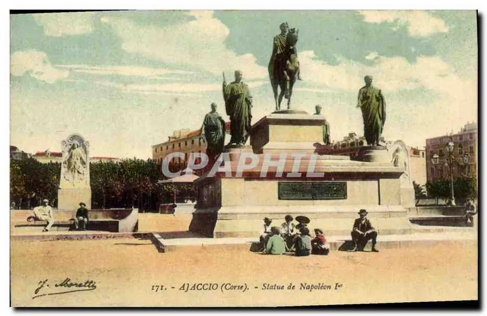 Ajaccio (Córsega) — Estátua de Napoleão I — J. Moretti, n° 171 - Frente