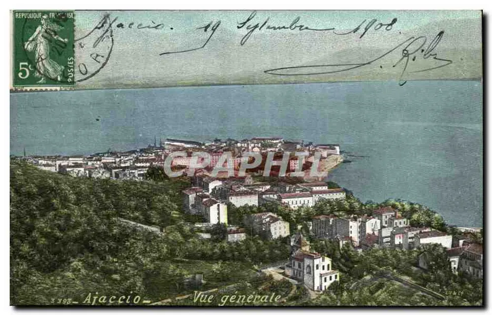 Ajaccio — Vista geral — Editor L. Lévy, n° 398 - Frente