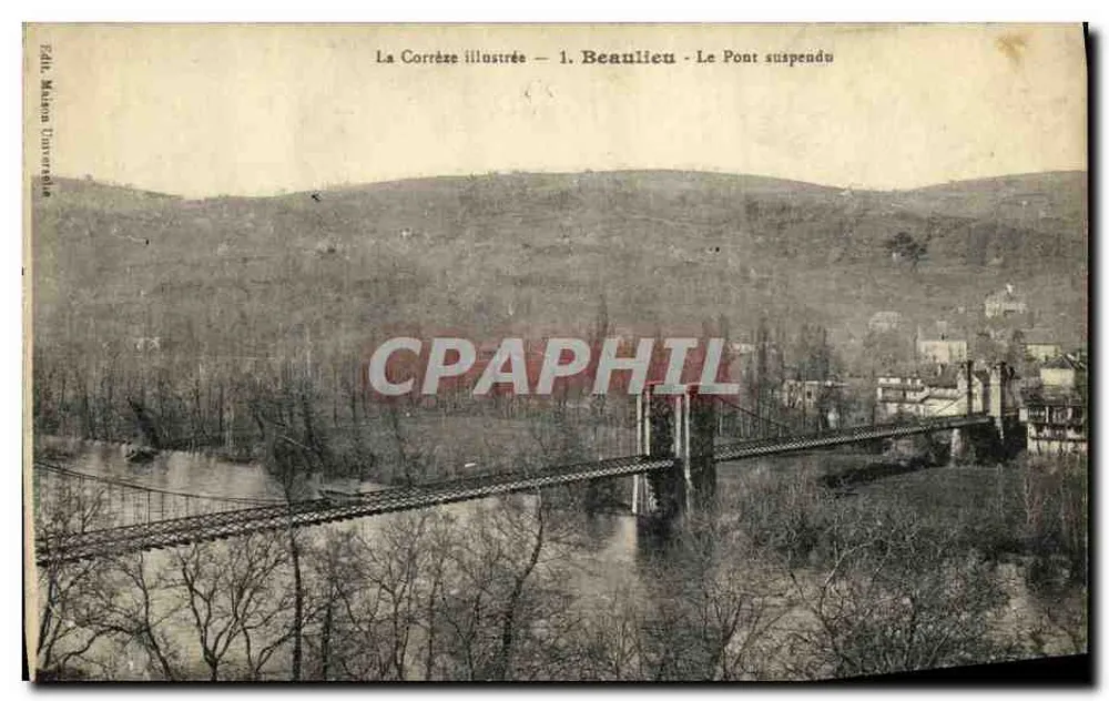 Beaulieu - El puente colgante — La Corrèze illustrée — Ed. Maison Universitaire - Anverso