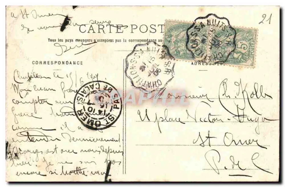 Chatillon-sur-Seine — Porta de Paris — H. Bogureau, editor, Châtillon-sur-Seine - Verso
