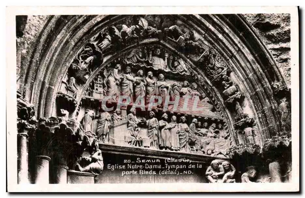 Semur (Côte-d'Or) — Kirche Notre-Dame, Tympan der Tür Bleds (Detail) — Verlag: Levy et Neurgen Reunis, Paris - Vorderseite
