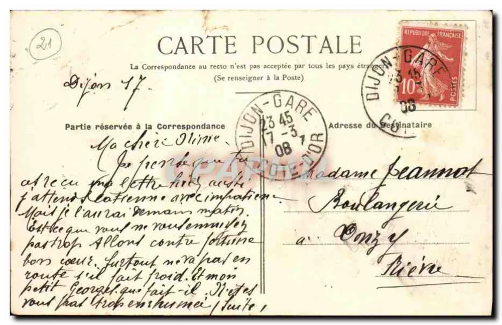Dijon — Le Square et la Place Darcy — E. NABURY edit. - Verso