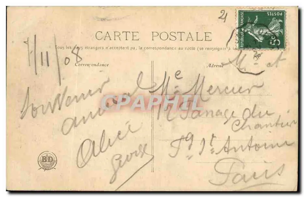 Dijon — Portal der Schule Saint-François-de-Sales — anonymer Verlag, n° 112 - Rückseite
