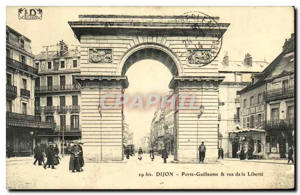 Dijon - Porte-Guillaume & rue de la Liberté — Verlag E.D. Dijon, Nr. 29 bis - Vorderseite