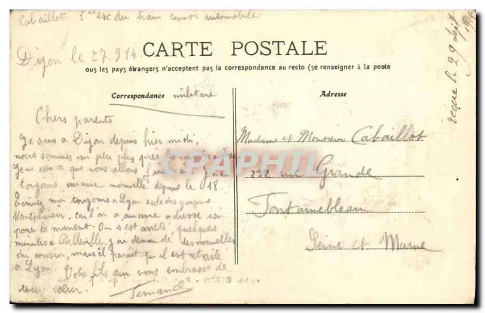 Dijon - Porte-Guillaume & rue de la Liberté — Verlag E.D. Dijon, Nr. 29 bis - Rückseite