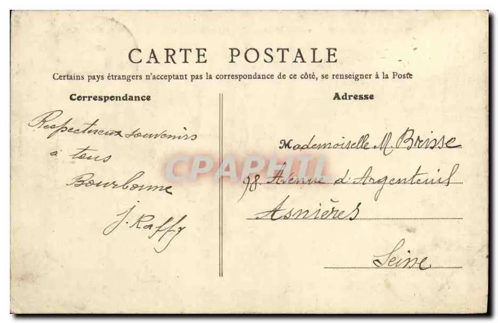 Bourbonne-les-Bains (Hte-Marne) — Estabelecimento dos Banhos — editor desconhecido, n° 25 - Verso