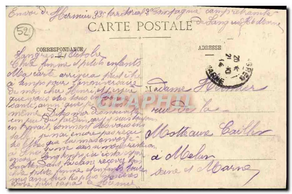 Langres - Hotel das Postas — Livraria M. Pessu - Verso