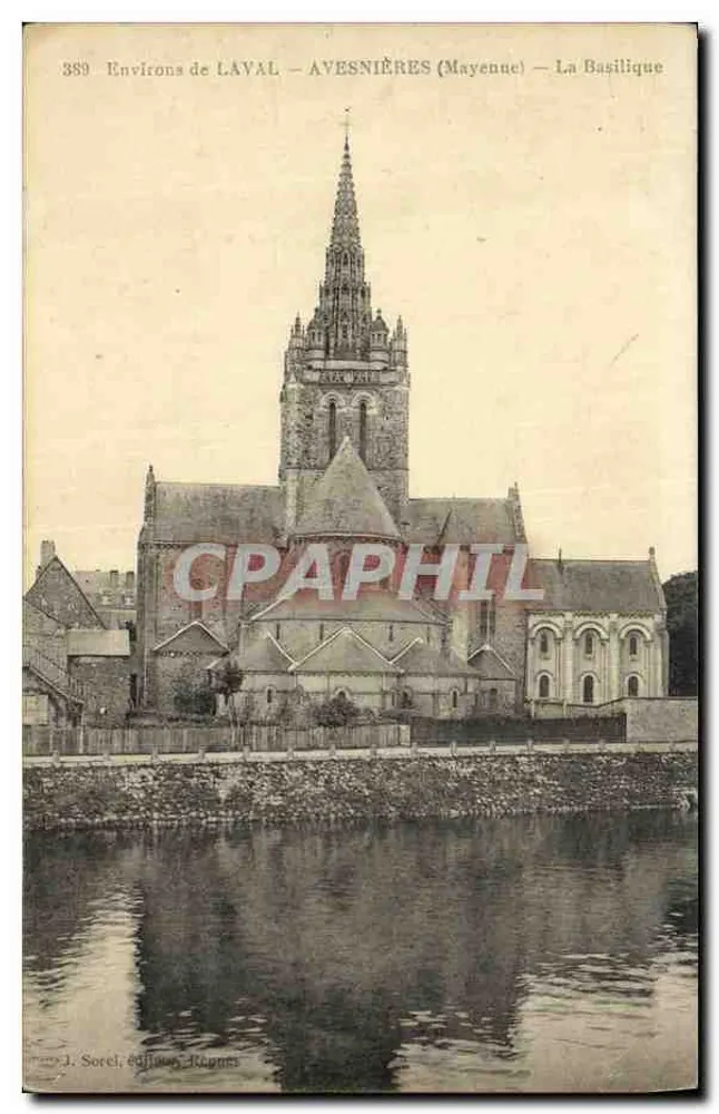 Avesnières (Mayenne) — A Basílica — J. Sorel, editor, Rennes - Frente