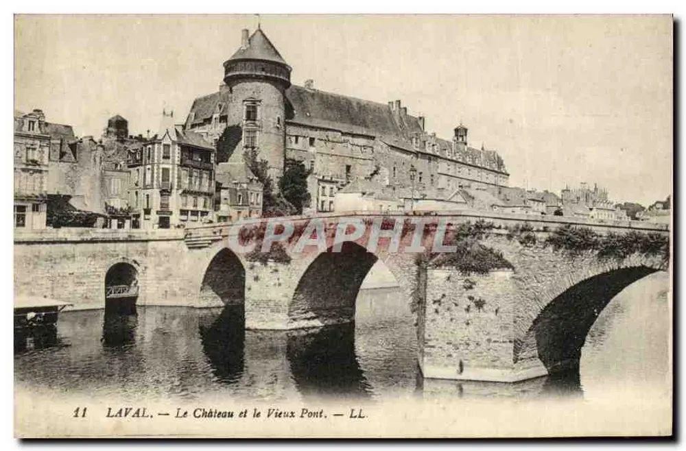Laval — Schloss und alter Brücke — LL - Vorderseite